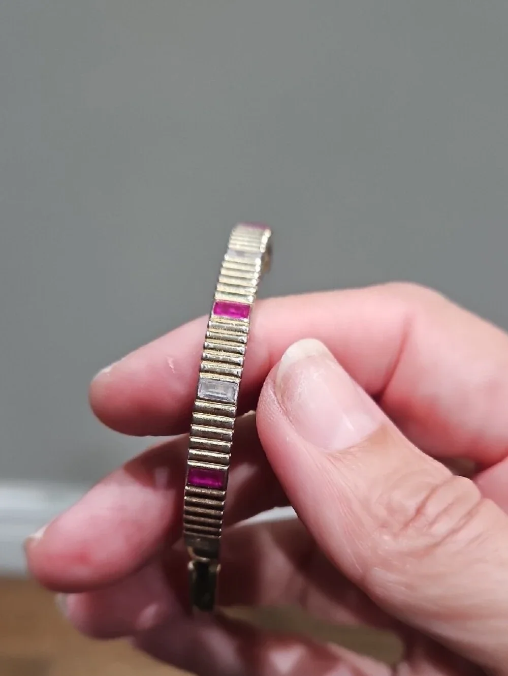 Gold-Tone Bracelet with Pink Accent Bars